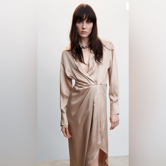 Mango Side-slit satin dress    Size  8 - Picture 3 of 7